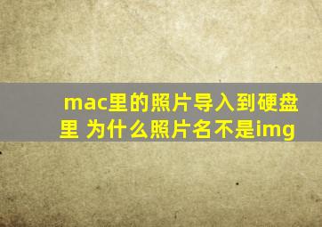 mac里的照片导入到硬盘里 为什么照片名不是img